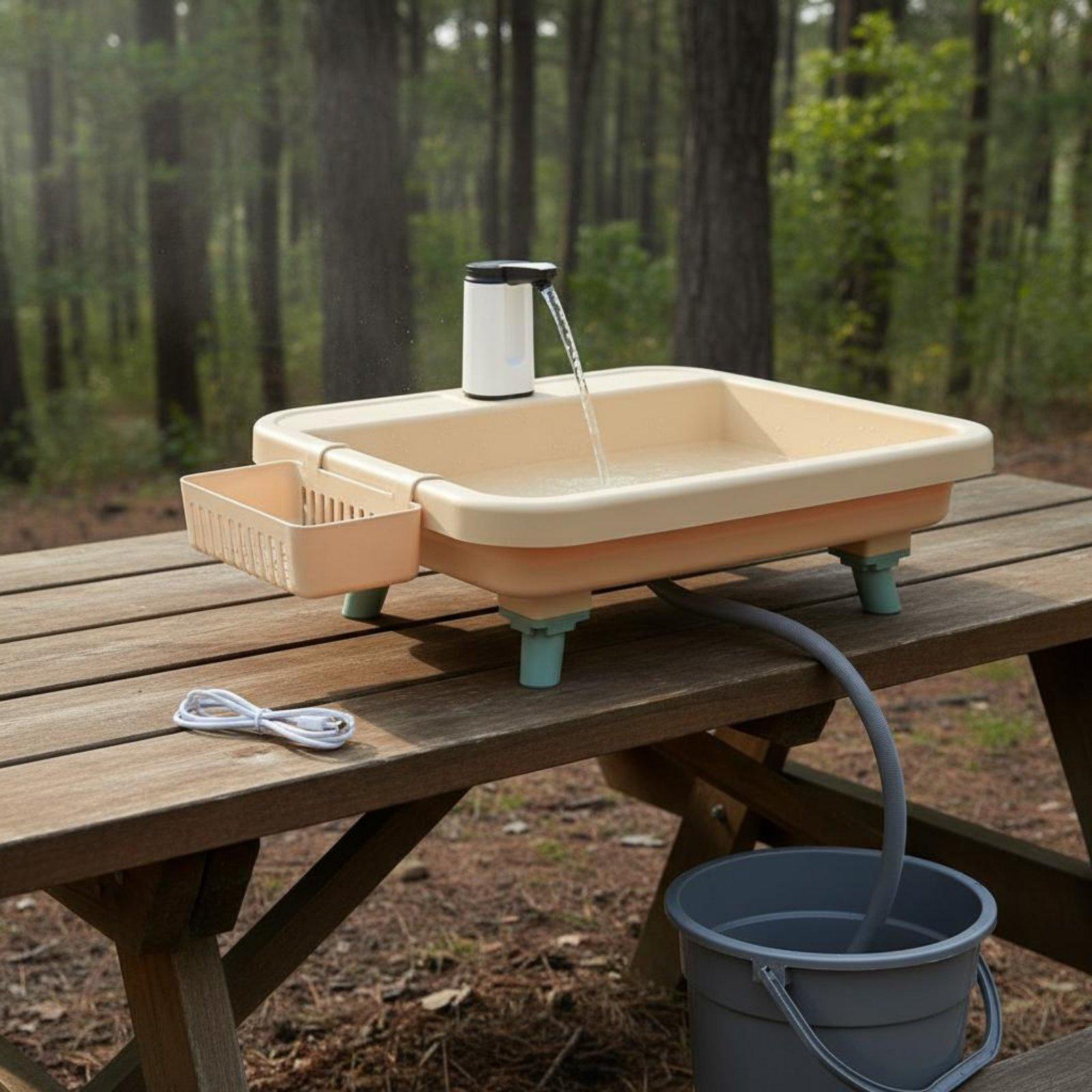 Camping - Lavabo Portatile da Campeggio con Pompa