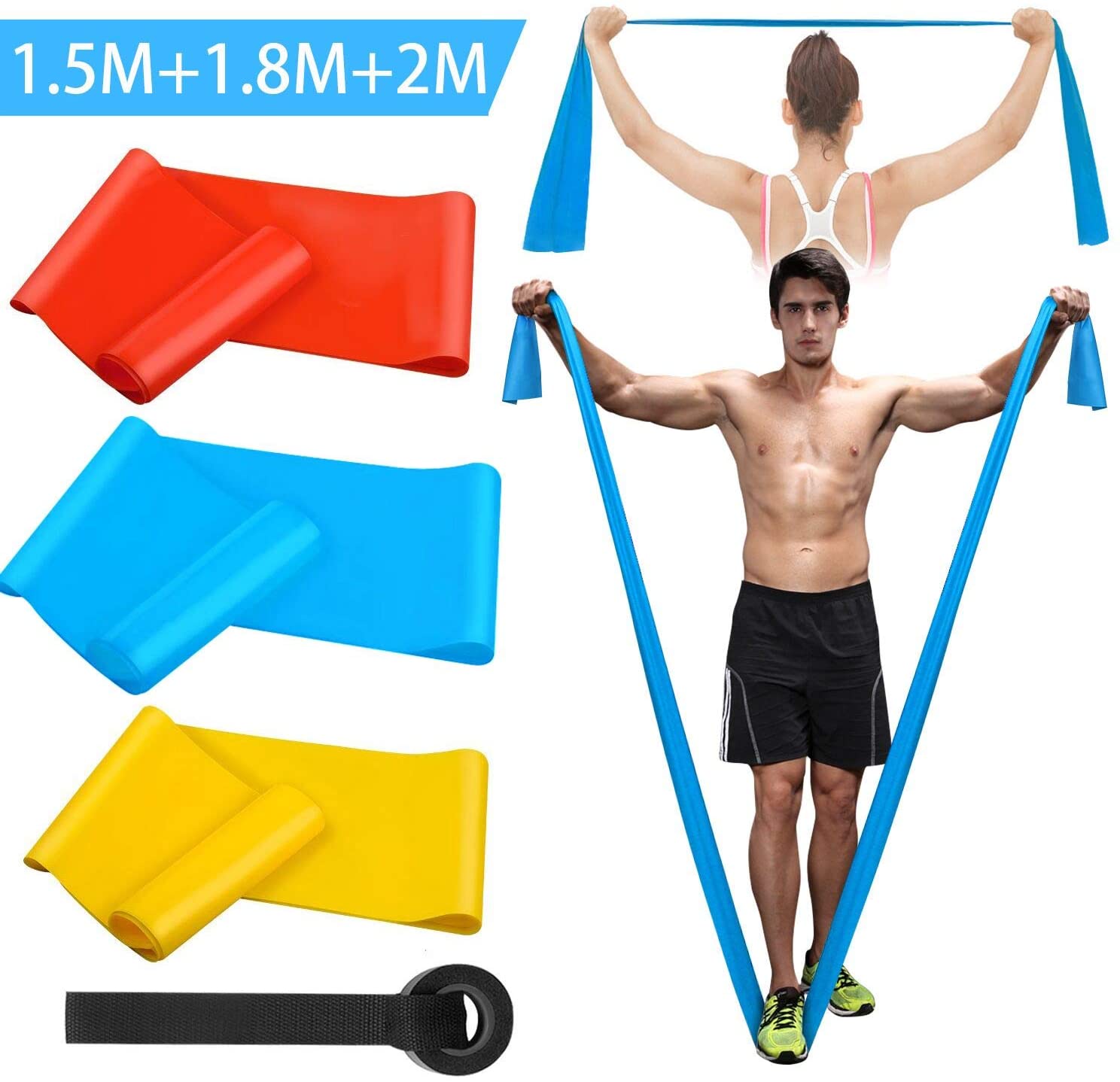 Pilates Bar Kit With Resistance Bands - Fasce elastiche per fitness 3 pezzi